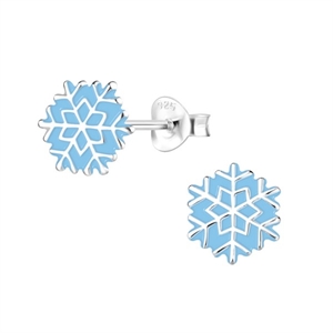 Weihnachts-Ohrringe - Blaue Schneeflocke in silber | BB11600